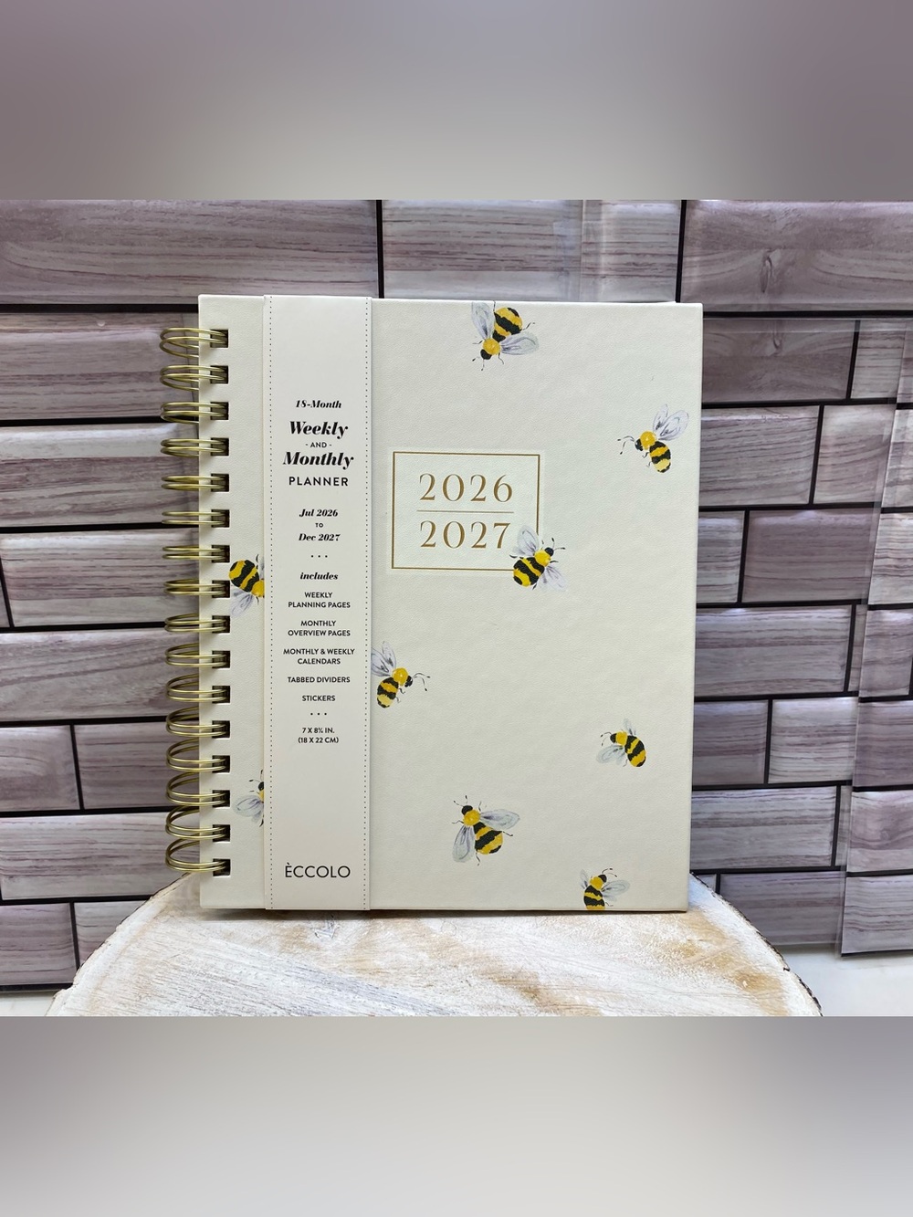 Eccolo ❤️2027 Planner  with sticker & positive message “Bee” by H.C. NWT